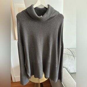 Gap Gray Metallic Knit Oversized Turtleneck Holidays Slouchy Sweater XXL
